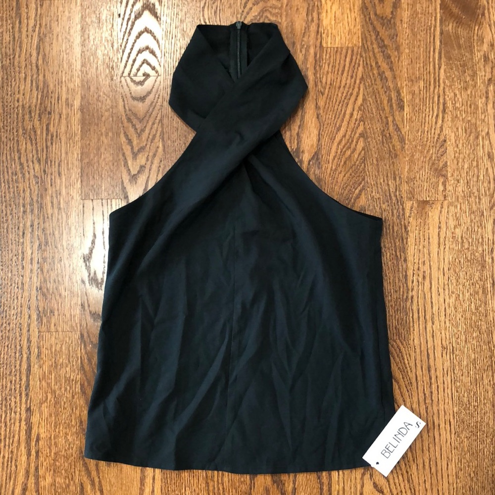 Belinda Black Cross Neck Halter Top